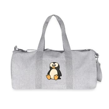 Funny confused penguin with googly eyes - Recycled Canvas Sports Bag by Stanley/Stella - heather grey - Front
