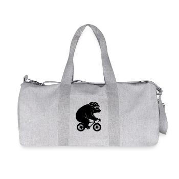 Giant bear on tiny gravel bike - Recycled Canvas Sports Bag by Stanley/Stella - heather grey - Front