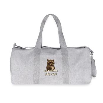 Coffee raccoon funny saying - Recycled Canvas Sports Bag by Stanley/Stella - heather grey - Front