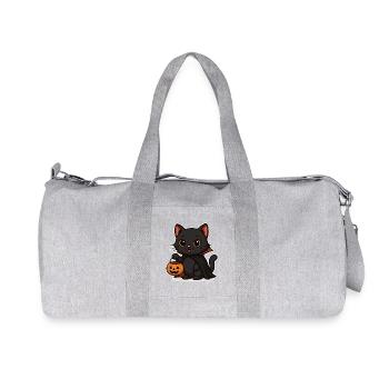 Kitten Halloween Pumpkin Magic - Recycled Canvas Sports Bag by Stanley/Stella - heather grey - Front
