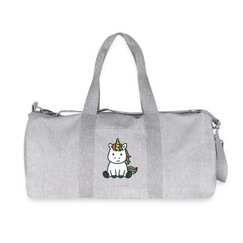 Cute Sitting Baby Unicorn with Colorful Mane Art - Recycled Canvas Sports Bag by Stanley/Stella - heather grey - Front