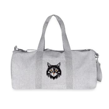 Cat Head Long Hair Decoration Cats Motif - Recycled Canvas Sports Bag by Stanley/Stella - heather grey - Front