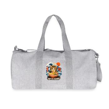 Japon Cat Ramen Nouilles Motif Vague Rétro - Sac de sport en toile recyclée Stanley/Stella - gris chiné - Devant