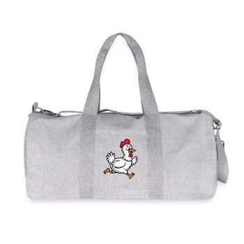 Poule Poule Coureur, Coq, Coq, Poule, Poule, Drôle - Sac de sport en toile recyclée Stanley/Stella - gris chiné - Devant