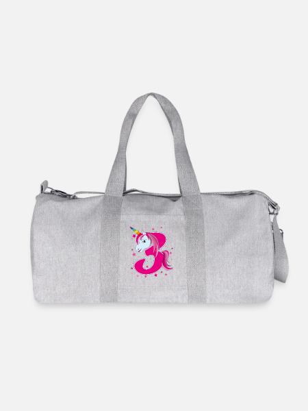 Licorne, 3 ans, 3e anniversaire, enfant - Sac de sport en toile recyclée Stanley/Stella - gris chiné