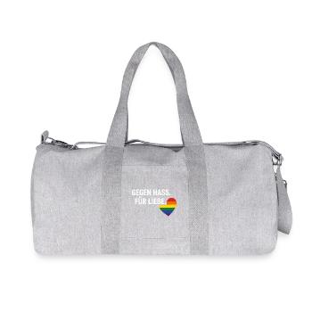 Pride Geschenk Gegen Hass Für Liebe Fans - Recycelte Canvas-Sporttasche von Stanley/Stella - Grau meliert - Vorne