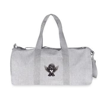 Black Poodle Angel - Cute dog with - Recycled Canvas Sports Bag by Stanley/Stella - heather grey - Front
