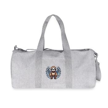 Cute Sloth Angel Cartoon with Wings - Recycled Canvas Sports Bag by Stanley/Stella - heather grey - Front