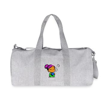 Tassmine enspannt mit einer Tasse Tee oder Kaffee - Recycelte Canvas-Sporttasche von Stanley/Stella - Grau meliert - Vorne