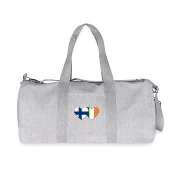 Finland Ireland Flag Heart - Recycled Canvas Sports Bag by Stanley/Stella - heather grey - Front