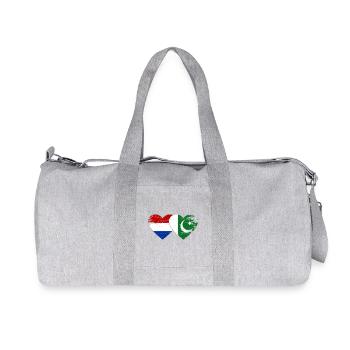 Holland Pakistan Flag Heart - Recycled Canvas Sports Bag by Stanley/Stella - heather grey - Front