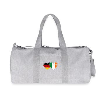 Germany Ireland Flag Heart used - Recycled Canvas Sports Bag by Stanley/Stella - heather grey - Front