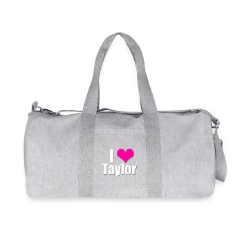 Ich liebe Taylor mit Herz, I heart Taylor - Recycelte Canvas-Sporttasche von Stanley/Stella - Grau meliert - Vorne