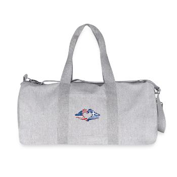 USA Greece Flag Hands Heart Shape Used - Recycled Canvas Sports Bag by Stanley/Stella - heather grey - Front
