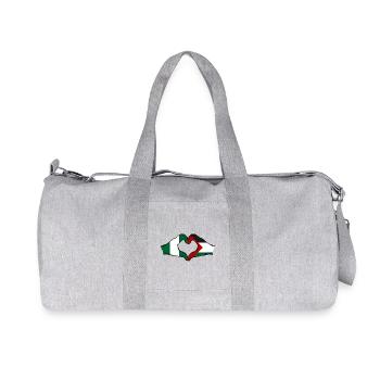 Nigeria Palestine Flag Heart Shape - Recycled Canvas Sports Bag by Stanley/Stella - heather grey - Front