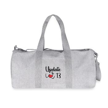 update to 13 - funny 13th birthday - Recycled Canvas Sports Bag by Stanley/Stella - heather grey - Front