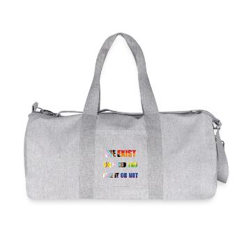 We Exist - Progress Pride Flag - Recycled Canvas Sports Bag by Stanley/Stella - heather grey - Front