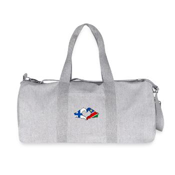 Finnland_Namibia_Flagge_Haende_Herzform - Recycelte Canvas-Sporttasche von Stanley/Stella - Grau meliert - Vorne