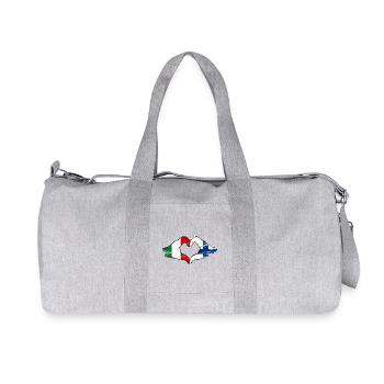 Drapeau de l’Italie Finlande Mains en forme de cœur utilisées - Sac de sport en toile recyclée Stanley/Stella - gris chiné - Devant