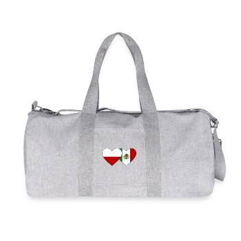 Poland Mexico Flag Heart - Recycled Canvas Sports Bag by Stanley/Stella - heather grey - Front