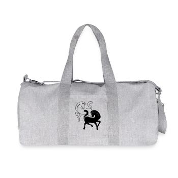 Zwei Pferde schwarz und weiß - Recycelte Canvas-Sporttasche von Stanley/Stella - Grau meliert - Vorne