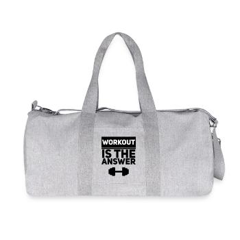 Workout is the Answer - Fitness Motivation - Recycled Canvas Sports Bag by Stanley/Stella - heather grey - Front