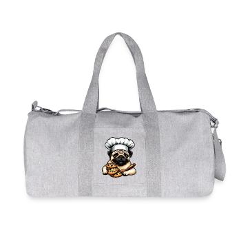 Pug Cook with Cookie - Recycled Canvas Sports Bag by Stanley/Stella - heather grey - Front