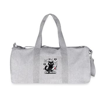 "Cute and Nasty Black Cat - Hearts and Knife" - Recycled Canvas Sports Bag by Stanley/Stella - heather grey - Front