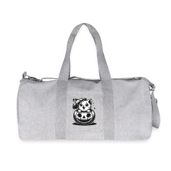 Crazy Cat in Halloween Pumpkin - Recycled Canvas Sports Bag by Stanley/Stella - heather grey - Front