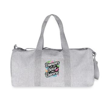 Dinosaurs Outshine Unicorns Brightly - Recycled Canvas Sports Bag by Stanley/Stella - heather grey - Front