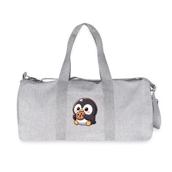 Cute Penguin Cookie Cartoon Dessert Sugar - Recycled Canvas Sports Bag by Stanley/Stella - heather grey - Front