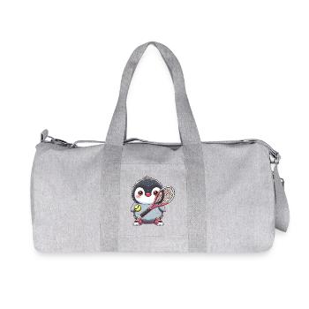 Pinguin Spielt Tennis Mit Schläger Und Ball - Recycelte Canvas-Sporttasche von Stanley/Stella - Grau meliert - Vorne