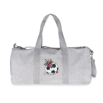 Fußball mit Rosen Belgien - Recycelte Canvas-Sporttasche von Stanley/Stella - Grau meliert - Vorne