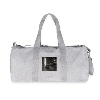 Vintage Airplane Hangar Photography Noir Animal - Recycled Canvas Sports Bag by Stanley/Stella - heather grey - Front