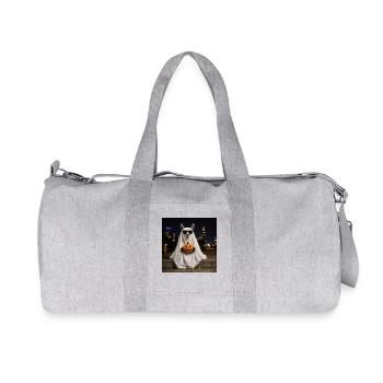 Lustiges Halloween Lama mit Kürbis T-Shirt Hoodie - Recycelte Canvas-Sporttasche von Stanley/Stella - Grau meliert - Vorne