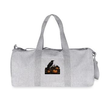 Raven on Pumpkin T-Shirt Vintage Gothic Halloween - Recycled Canvas Sports Bag by Stanley/Stella - heather grey - Front