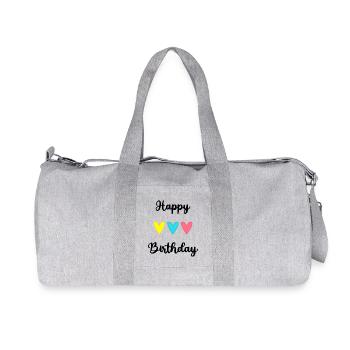 HAPPY BIRTHDAY. JOYEUX ANNIVERSAIRE. ANNIVERSAIRE. - Sac de sport en toile recyclée Stanley/Stella - gris chiné - Devant