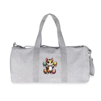 Easter Cat with Colorful Eggs - Recycled Canvas Sports Bag by Stanley/Stella - heather grey - Front