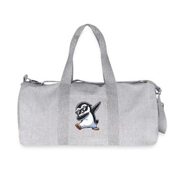 Cool Penguin Dab Sunglasses Cartoon - Recycled Canvas Sports Bag by Stanley/Stella - heather grey - Front