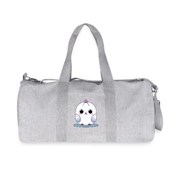 Kawaii White Chick with Purple Accents - Recycled Canvas Sports Bag by Stanley/Stella - heather grey - Front