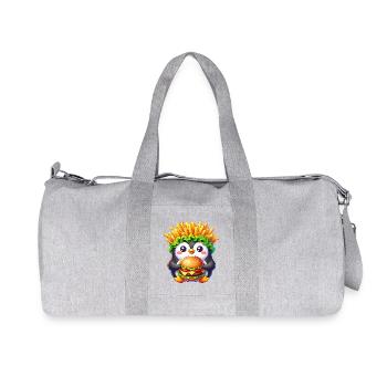 pingouin mignon avec burger frites design de restauration rapide - Sac de sport en toile recyclée Stanley/Stella - gris chiné - Devant