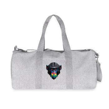 Farbiges Low-Poly Affenporträt - Recycelte Canvas-Sporttasche von Stanley/Stella - Grau meliert - Vorne