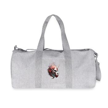 Einhornschädel mit Blumen  - Recycelte Canvas-Sporttasche von Stanley/Stella - Grau meliert - Vorne
