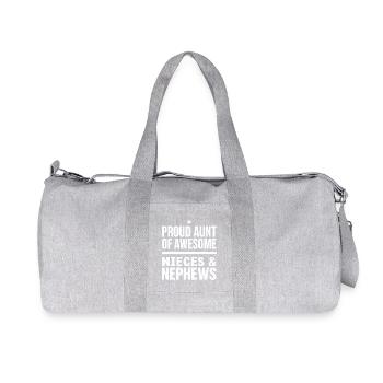 Proud Aunt of Awesome Nieces Nephews - Recycled Canvas Sports Bag by Stanley/Stella - heather grey - Front