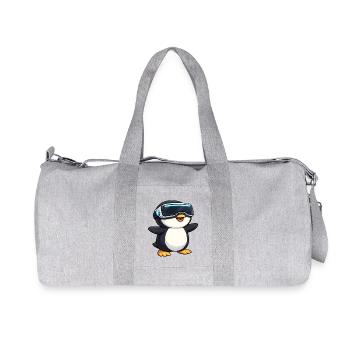 Süßer Pinguin Virtual Reality Gamer Zocker - Recycelte Canvas-Sporttasche von Stanley/Stella - Grau meliert - Vorne