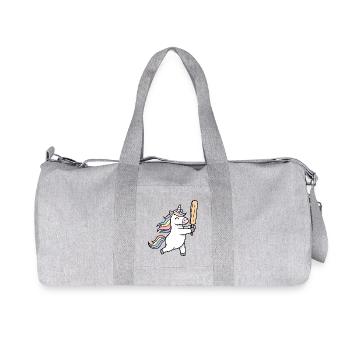 Cute Unicorn Playing Cricket Cheerfully - Recycled Canvas Sports Bag by Stanley/Stella - heather grey - Front