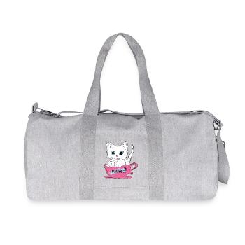 Chat Purrfect dans une tasse de thé rose - Sac de sport en toile recyclée Stanley/Stella - gris chiné - Devant