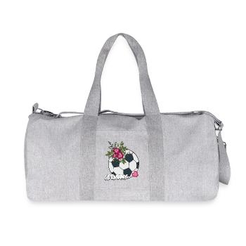 Football avec des roses - Sac de sport en toile recyclée Stanley/Stella - gris chiné - Devant