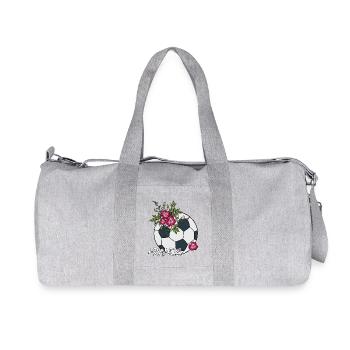 Fußball mit Rosen Frankreich - Recycelte Canvas-Sporttasche von Stanley/Stella - Grau meliert - Vorne
