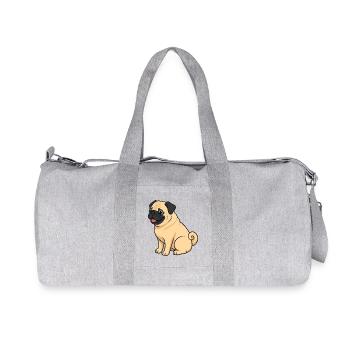 Niedlicher Pug-Cartoon-Druck - Recycelte Canvas-Sporttasche von Stanley/Stella - Grau meliert - Vorne